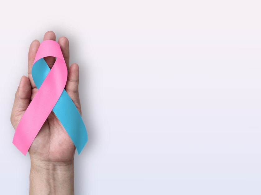 Pink and blue ribbon representing pregnancy loss