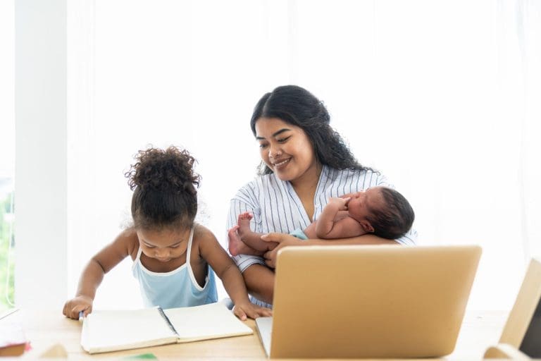 A mum with her baby and toddler participating in the 2024 Nurtured program.